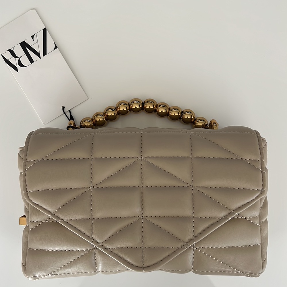 Zara beige quilted crossbody bag - Picture 6 of 16
